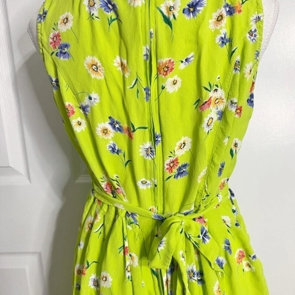 Mix Nouveau (New York) Vintage lime‎ green floral sleeveless midi dress - Picture 7 of 13